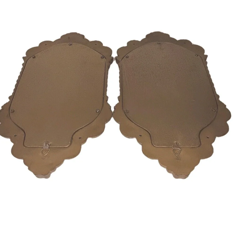 Vintage Syroco Gold Baroque Rococo Hollywood Regency Oval Wall Mirror Set Of Two